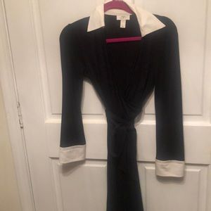 Black and white dress. Rayon, nylon, and cotton.